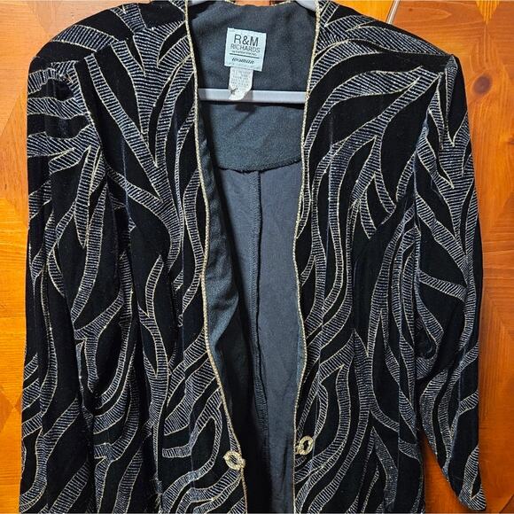 Vintage Embellished Black Velvet Jacket With and Silver with Gold Trim - Picture 3 of 16